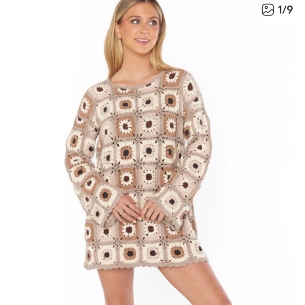 Show me your mumu mamacita cover up Size X-LARGE crochet granny neutral boho